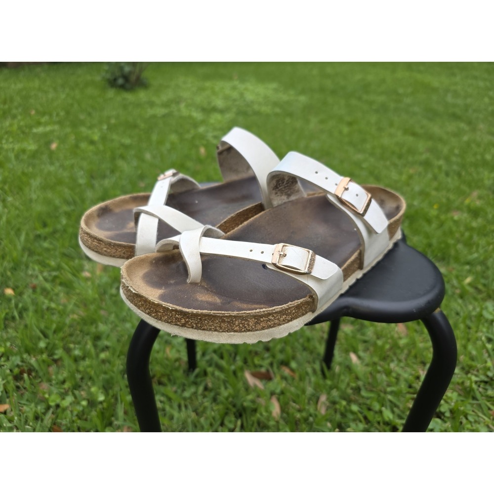 Birkenstock Womens Mayari White Birko-Flor Toe Loop Sandals Size 40 US 9 Reg.